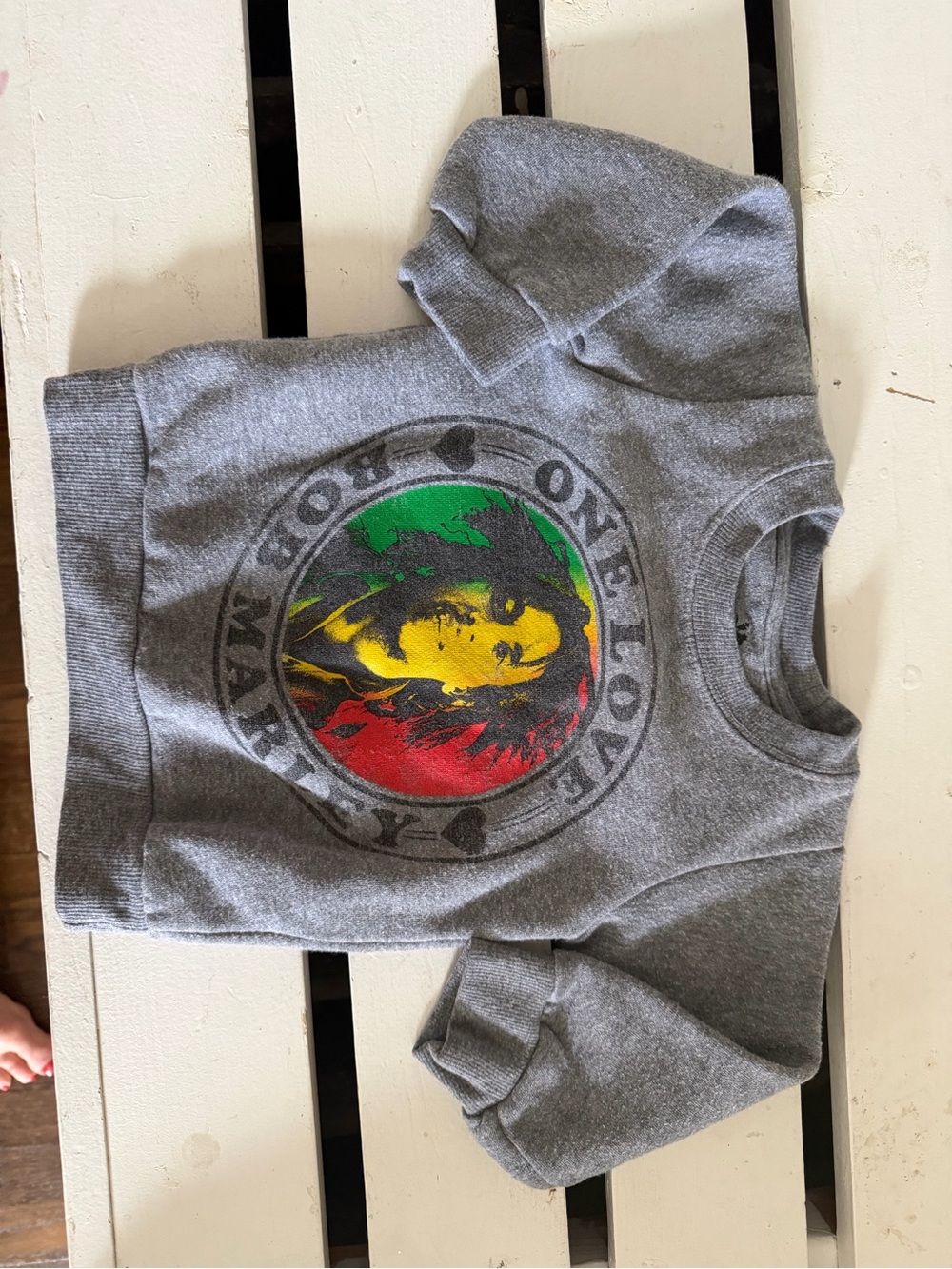 Bob Marley One Love Kids Gray Crewneck Sweatshirt with Colorful Graphic